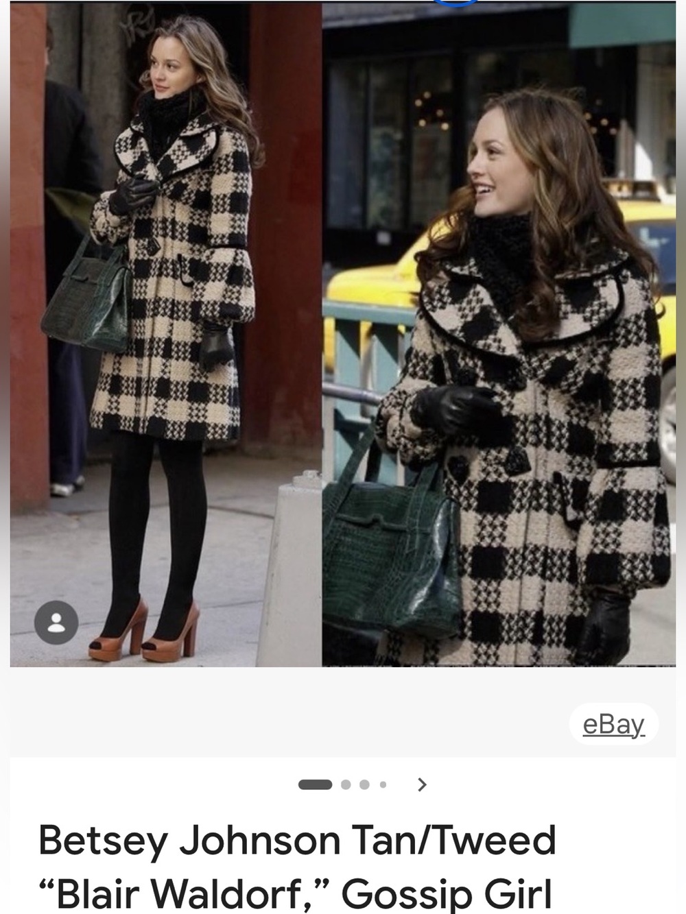 Betsey Johnson Black Beige Tweed Blaire Waldorf Heart Buttons Coat-12-RARE-EUC
